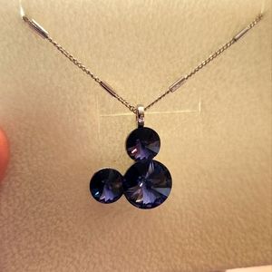 Purple Crystal and Silver Mickey necklace